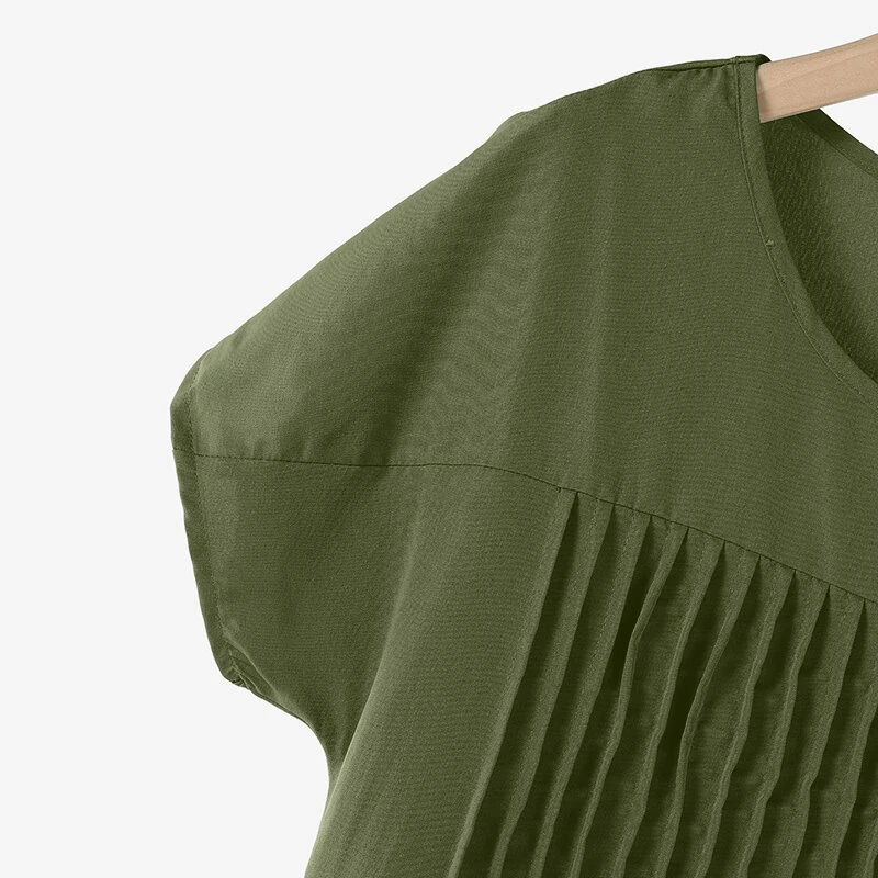 (image for) ZANZEA Women Short Sleeve Pleated Party Long Dress Casual Loose Sundress Maxi Dress with Pockets