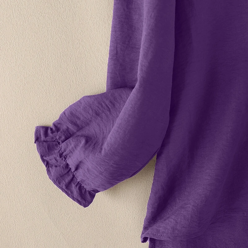 (image for) ZANZEA Women Street Fashion Long Sleeve Blouse Printed Long Shirts Patchwork Retro Loose Tops