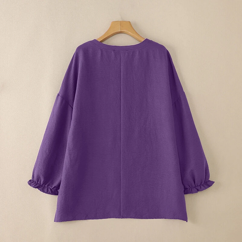 (image for) ZANZEA Women Street Fashion Long Sleeve Blouse Printed Long Shirts Patchwork Retro Loose Tops