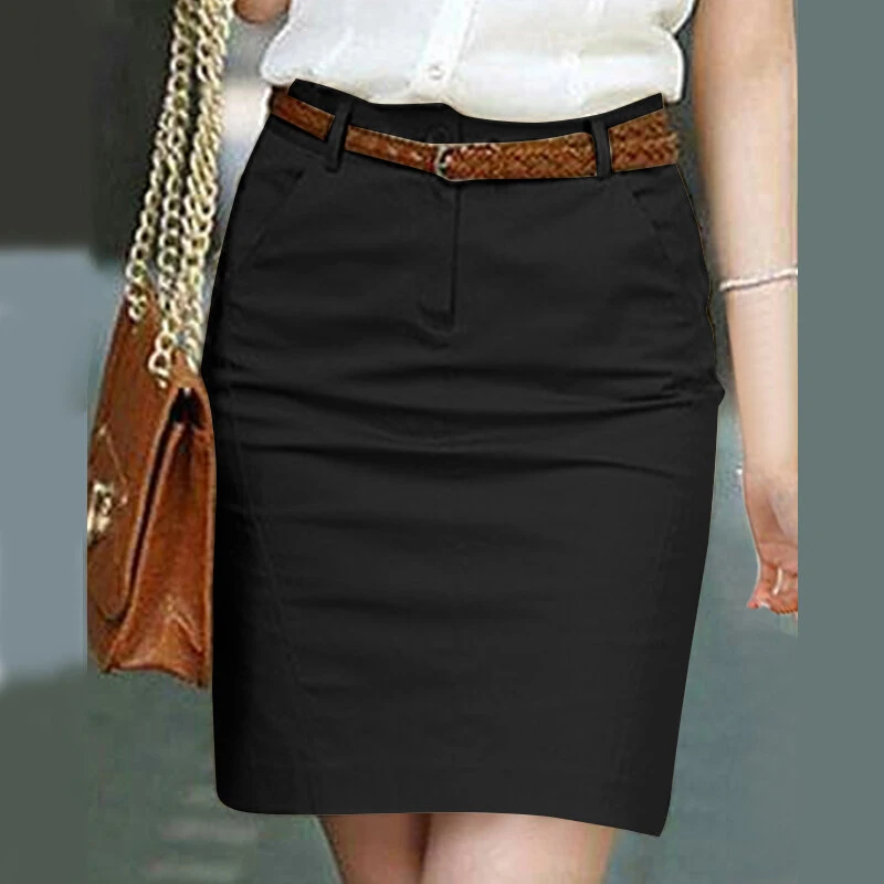 (image for) ZANZEA Women Street Fashion OL Work Skirts Side Pockets Plain Zipper Commute Mini Pencil Overskirts