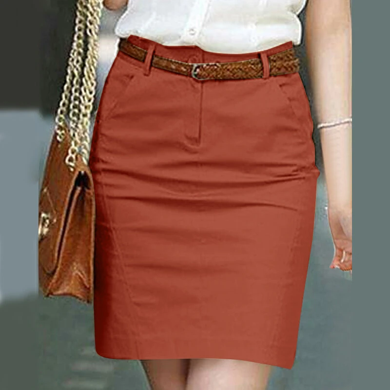 (image for) ZANZEA Women Street Fashion OL Work Skirts Side Pockets Plain Zipper Commute Mini Pencil Overskirts