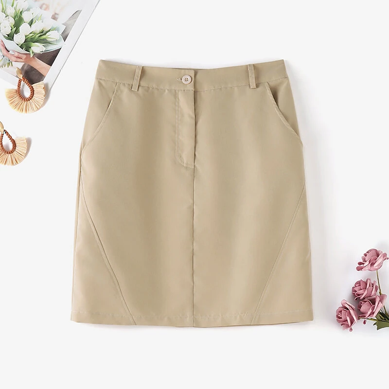 (image for) ZANZEA Women Street Fashion OL Work Skirts Side Pockets Plain Zipper Commute Mini Pencil Overskirts