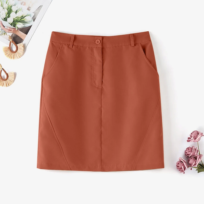 (image for) ZANZEA Women Street Fashion OL Work Skirts Side Pockets Plain Zipper Commute Mini Pencil Overskirts