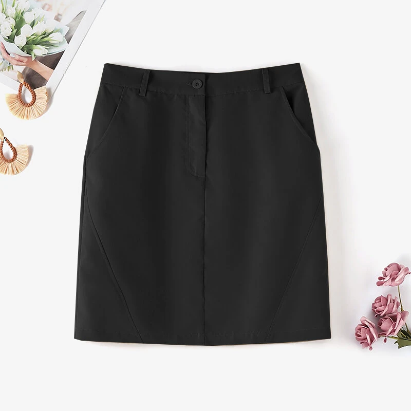 (image for) ZANZEA Women Street Fashion OL Work Skirts Side Pockets Plain Zipper Commute Mini Pencil Overskirts