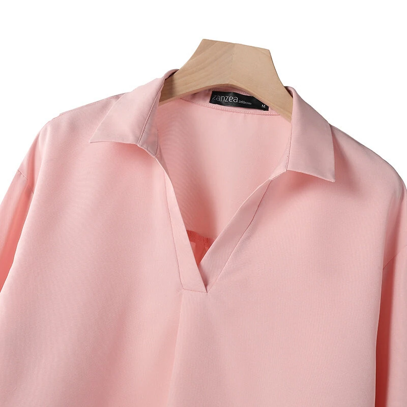 (image for) ZANZEA Women Suits - Long Sleeve Lantern Sleeve Elastic Waist Pants Wide Leg Pants with Pockets Casual Tops Trousers Two-Piece Set Plus Size