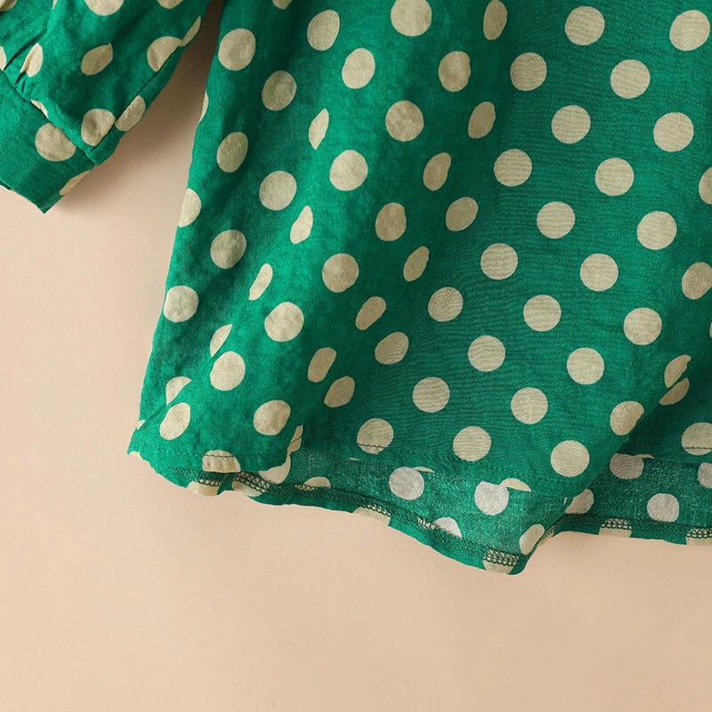 (image for) ZANZEA Women Summer Casual 3/4 Sleeve Blouses O Neck Polka Dot Loose Ladylike Shirt Top