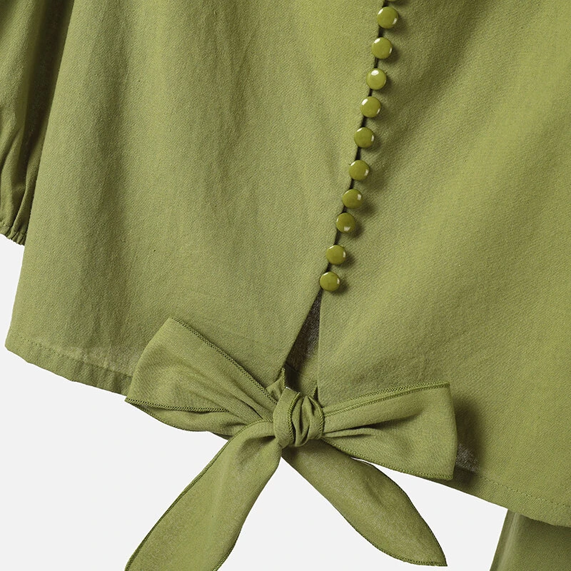 (image for) ZANZEA Women Summer Daily Two-Piece Set Stylish Bubble-sleeve Cotton Linen Top & Wide-leg Pants Casual Set Plus Size