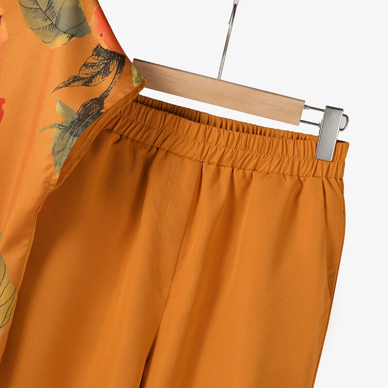 (image for) ZANZEA Women's 2pcs Suits Floral Short Sleeve O-Neck Top Elastic Waist Wide Leg Trousers Vintage Sets