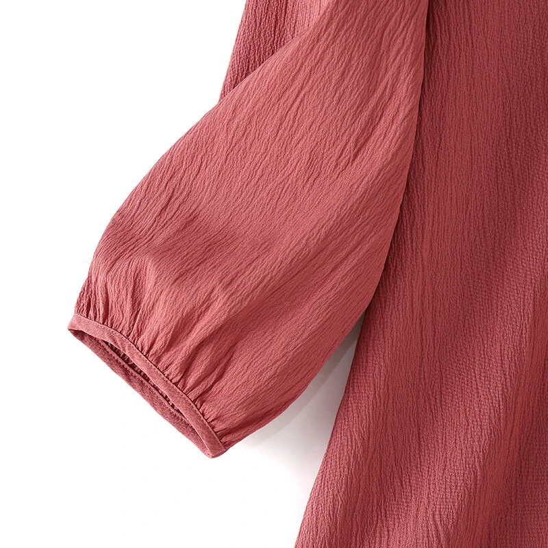 (image for) ZANZEA Women's Blouse Casual Lantern Sleeve Round Neck Shirt Plain Party Commute Pullover Tops