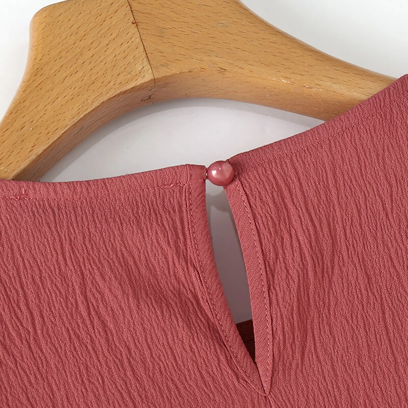 (image for) ZANZEA Women's Blouse Casual Lantern Sleeve Round Neck Shirt Plain Party Commute Pullover Tops