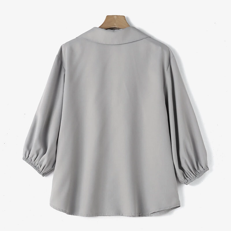 (image for) ZANZEA Women's Blouse Commute New Fashion Lantern Sleeve V-Neck Lapel Solid Office Top Shirt