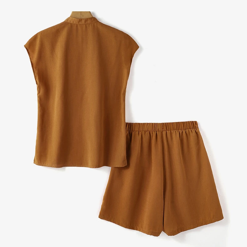 (image for) ZANZEA Womens Casual 2pcs Sets Short Sleeve Top Blouse Elastic Waist Pants Loose Suits