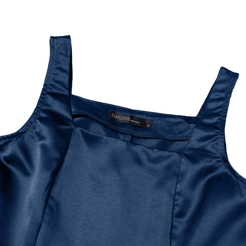 (image for) ZANZEA Womens Collect Waist A-Line Sundress Elegant Party Square Neck Tank Dress