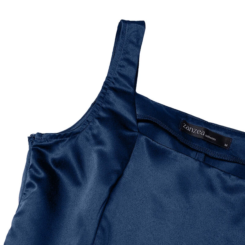 (image for) ZANZEA Womens Collect Waist A-Line Sundress Elegant Party Square Neck Tank Dress