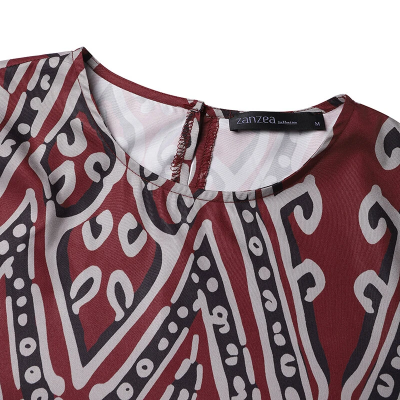 (image for) ZANZEA Womens Ethnic Long Dress Vintage Floral Casual Holiday Long Sleeve O-Neck Maxi Dress