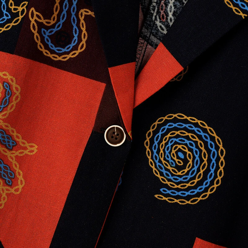 (image for) ZANZEA Womens Ethnic Prints Blazer Vacation Thin Suit Coat Retro Lapel Cotton Linen Printing Long Sleeve Blazer