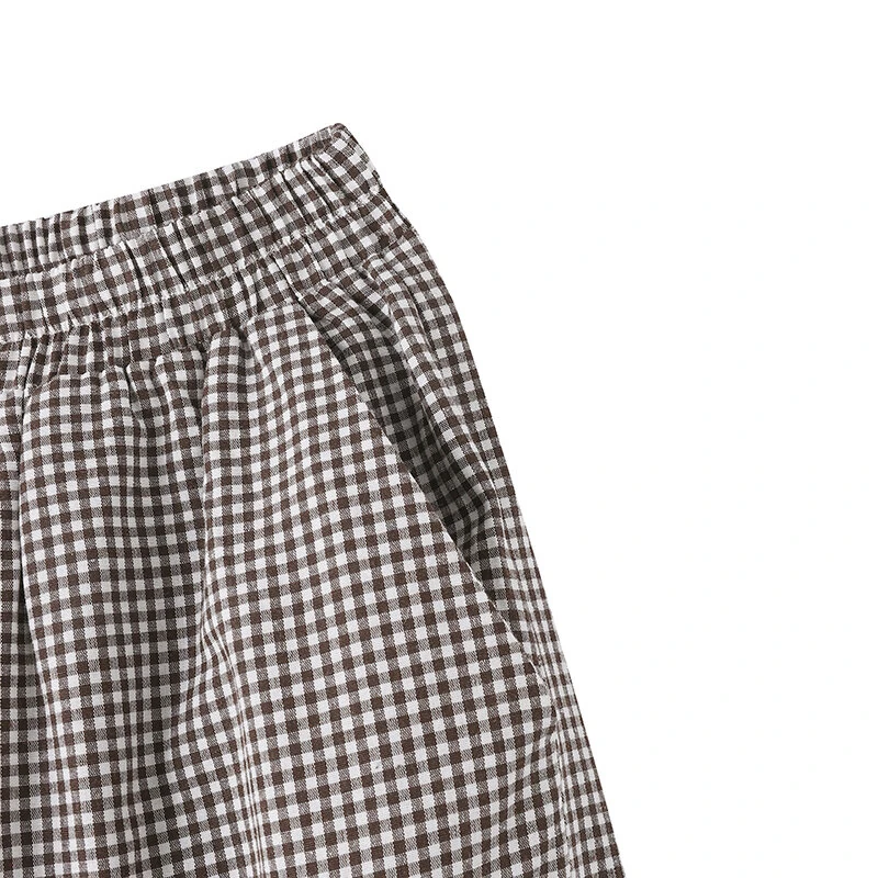 (image for) ZANZEA Womens Geometric Printed Wide Leg Pants Vintage Elastic Waist Straight Pleated Trouser Loose Fit