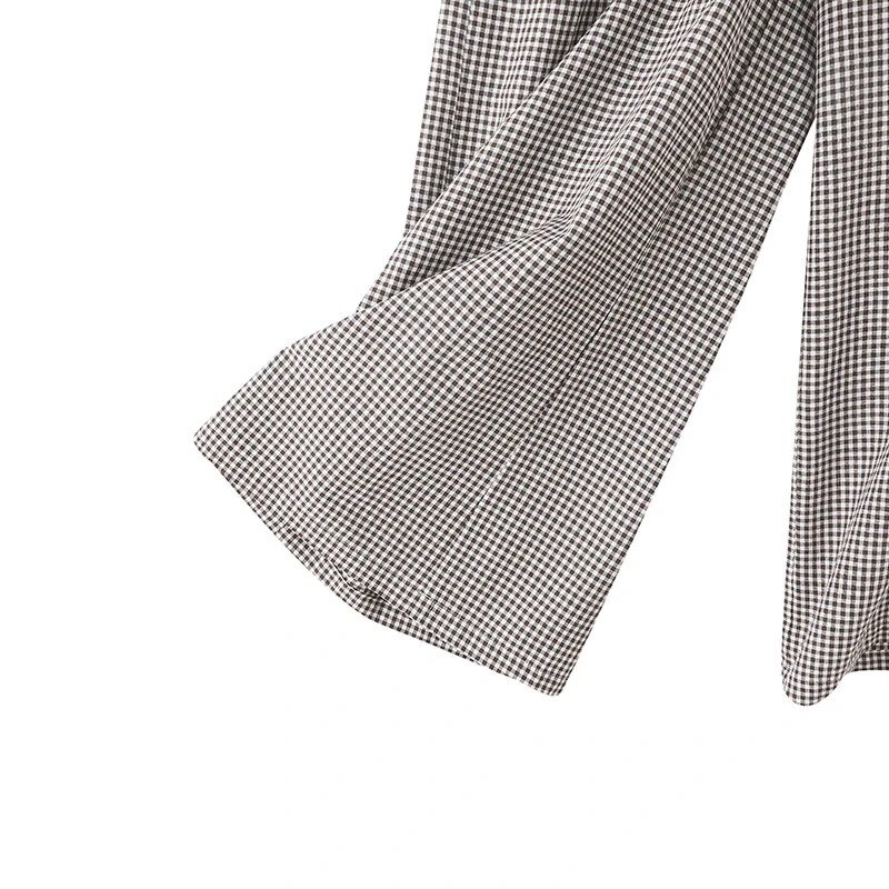 (image for) ZANZEA Womens Geometric Printed Wide Leg Pants Vintage Elastic Waist Straight Pleated Trouser Loose Fit