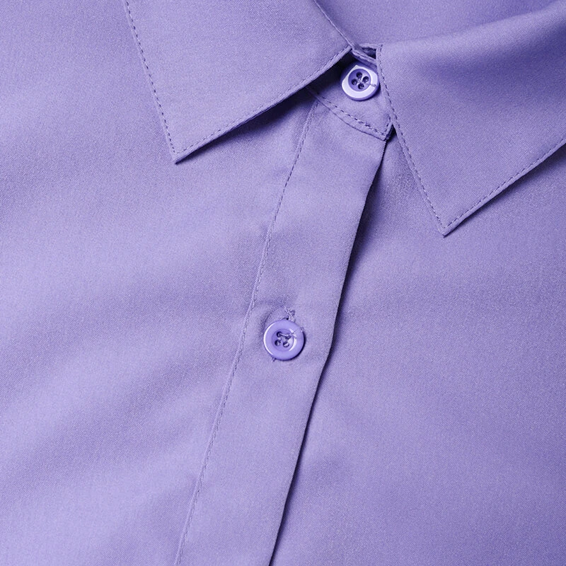 (image for) ZANZEA Womens Office Casual Solid Color Long Sleeve Shirts with Pockets Elegant Lapel Button Up Midi Blouse