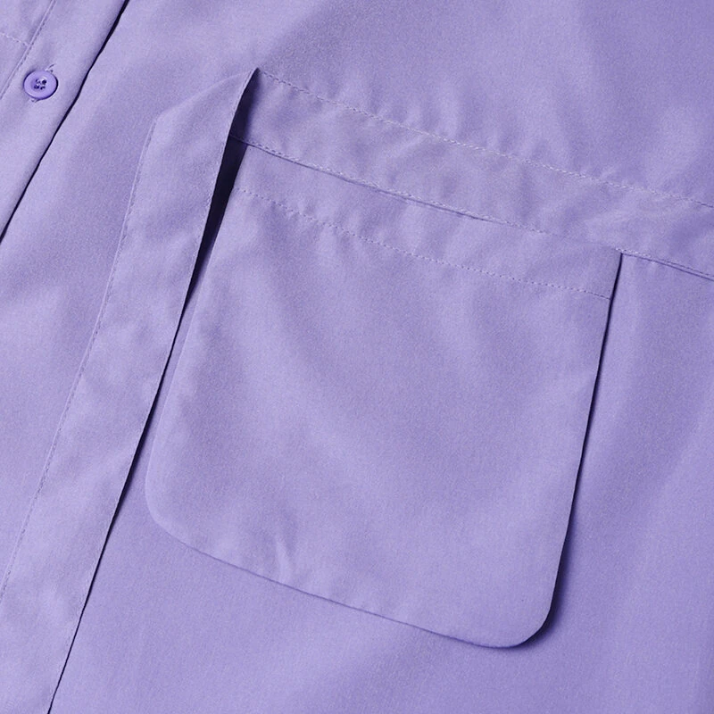 (image for) ZANZEA Womens Office Casual Solid Color Long Sleeve Shirts with Pockets Elegant Lapel Button Up Midi Blouse