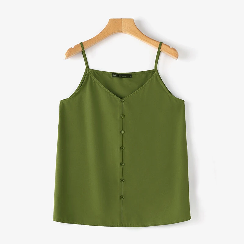 (image for) ZANZEA Womens Spaghetti Strap Camisole Summer Tank Tops V Neck Casual Slip Blouse Streetwear