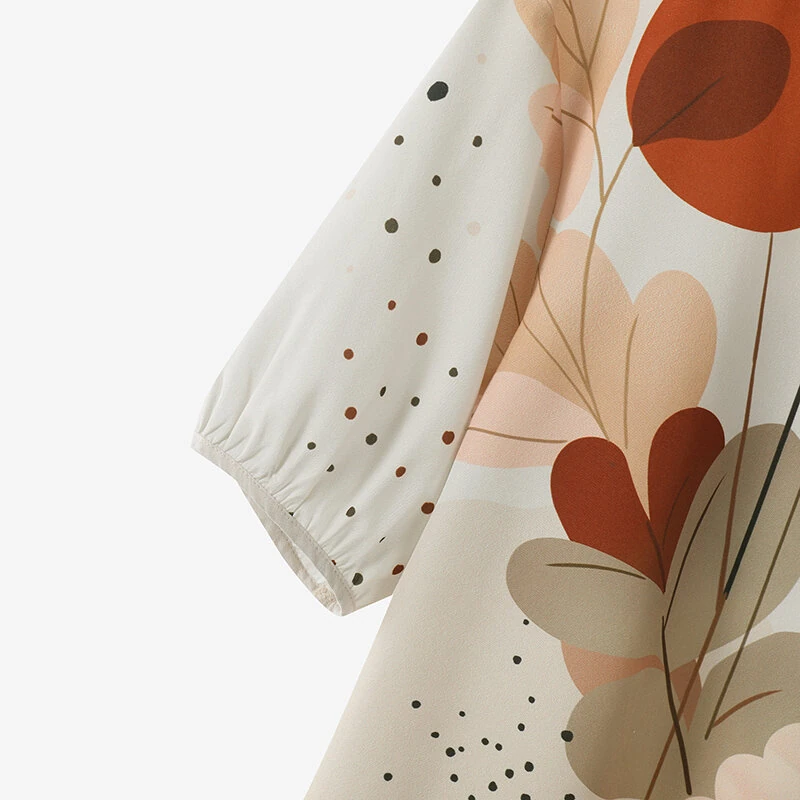 (image for) ZANZEA Womens Two-Piece Set Lady Elegant Sets Crew Neck Lantern Sleeve Graphic Print Tops Wide Leg Trousers Suits